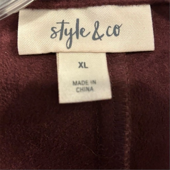 Style & Co Women's XL Maroon Wine Color Faux Suede Moto Jacket - Picture 5 of 7